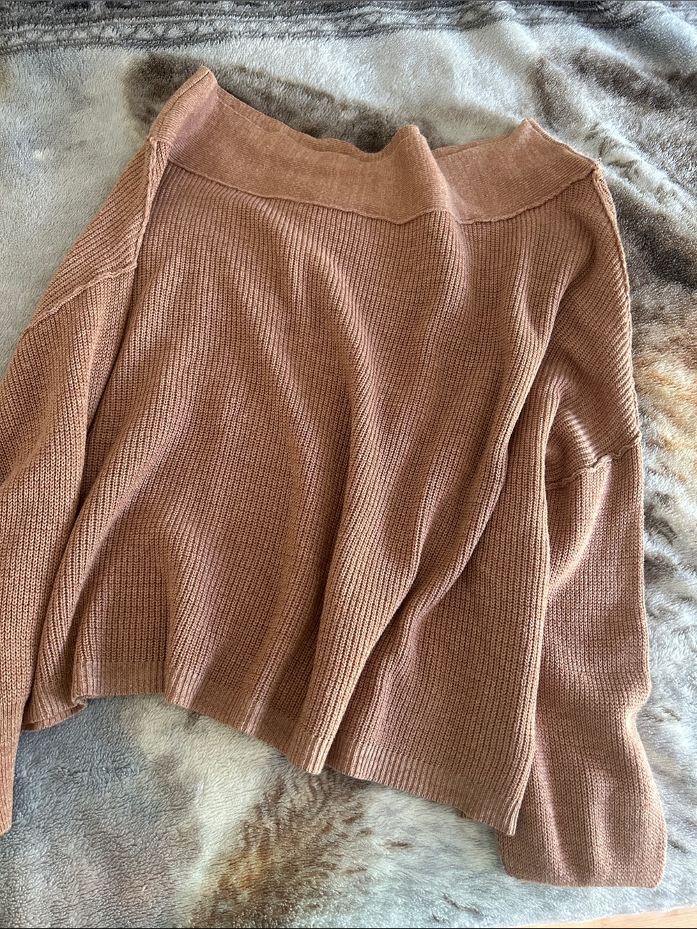 Free People Dusty Rose Off-the-Shoulder Knit Sweater